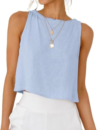 Idealsanxun Women's Linen High Neck Tank Top: $14.98 Idealsanxun Women's Linen High Neck Tank Top: $14.98