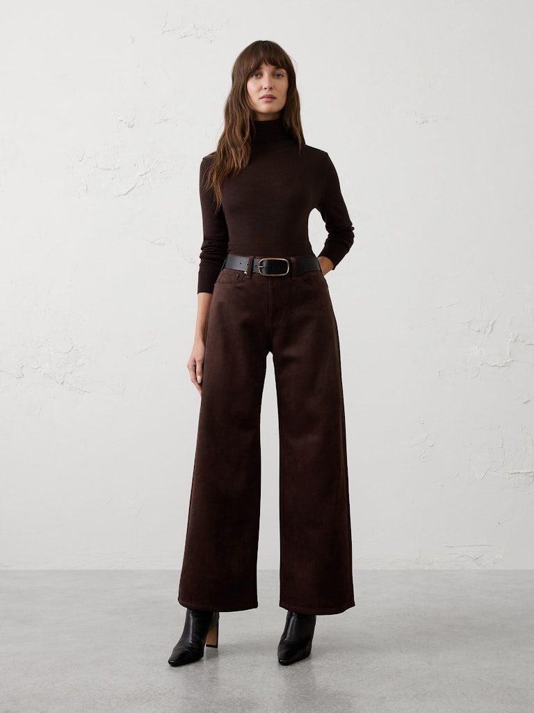 Vegan Suede High-Rise Wide-Leg Pant: $55 Vegan Suede High-Rise Wide-Leg Pant: $55
