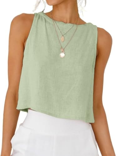 Idealsanxun Women's Linen High Neck Tank Top: $19.97