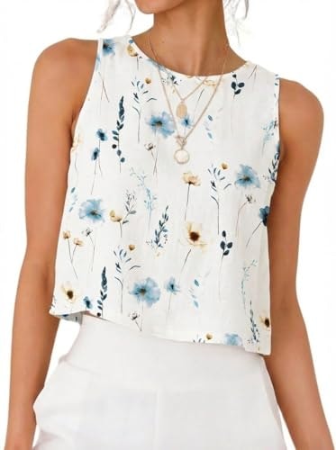Idealsanxun Women's Floral Sleeveless Tank Top: $19.97 Idealsanxun Women's Floral Sleeveless Tank Top: $19.97