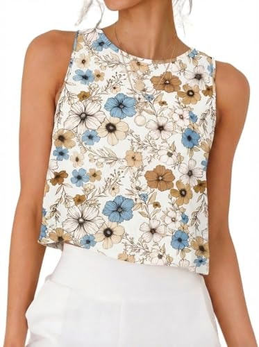 Idealsanxun Women's Floral Sleeveless Tank Top: $14.98 Idealsanxun Women's Floral Sleeveless Tank Top: $14.98