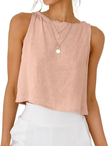 Idealsanxun Women's Linen Crop Tank Top: $14.98 Idealsanxun Women's Linen Crop Tank Top: $14.98