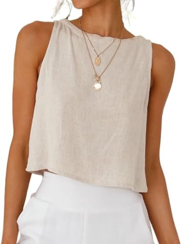 Idealsanxun Women's Linen Crop Tank Top: $19.98 Idealsanxun Women's Linen Crop Tank Top: $19.98
