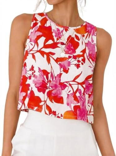 Idealsanxun Women's Floral Sleeveless Crop Tank Top: $14.98 Idealsanxun Women's Floral Sleeveless Crop Tank Top: $14.98