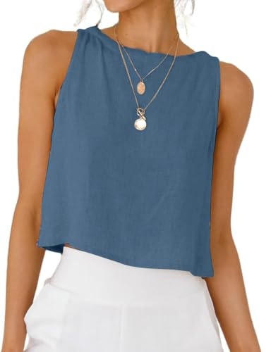 Idealsanxun Women's Linen Crop Tank Top: $19.97 Idealsanxun Women's Linen Crop Tank Top: $19.97