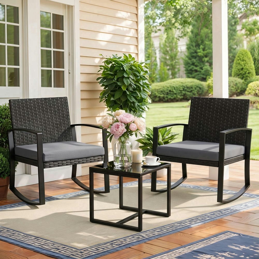 Noelse 3-Piece Wicker Rocking Chair Set: $84.88 Noelse 3-Piece Wicker Rocking Chair Set: $84.88
