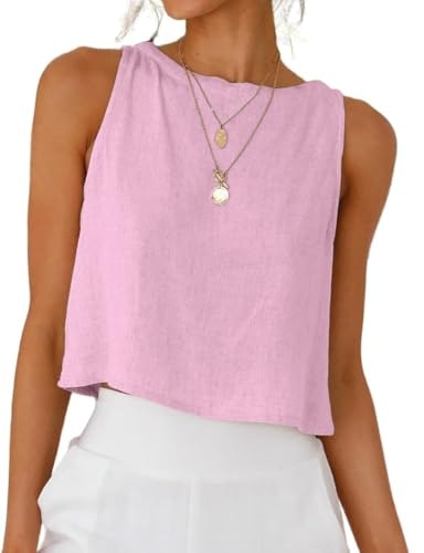 Idealsanxun Women's Linen Crop Tank Top: $14.98