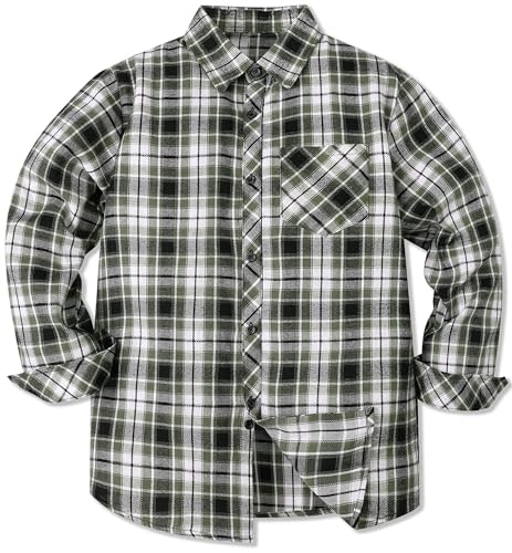 Cromoncent Boys Long Sleeve Flannel Plaid Shirt: $14.39