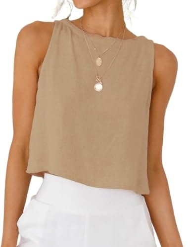 Idealsanxun Women's Cotton Linen Cropped Tank Top: $14.98 Idealsanxun Women's Cotton Linen Cropped Tank Top: $14.98