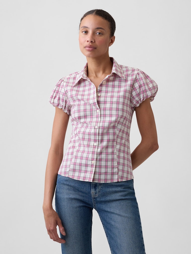 Poplin Puff Sleeve Shirt: $24.99