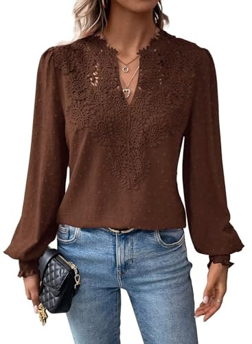Falechay V-Neck Lace Hem Boho Top: $25.49