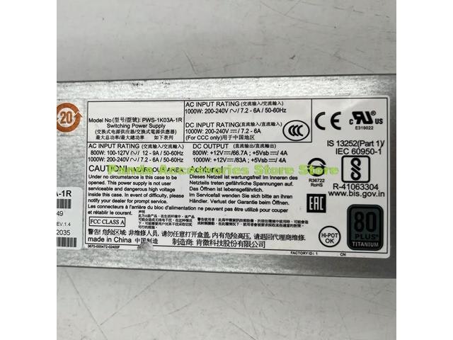 PWS-1K03A-1R 1,000W Server Redundant Power Supply Module: $428.68 PWS-1K03A-1R 1,000W Server Redundant Power Supply Module: $428.68