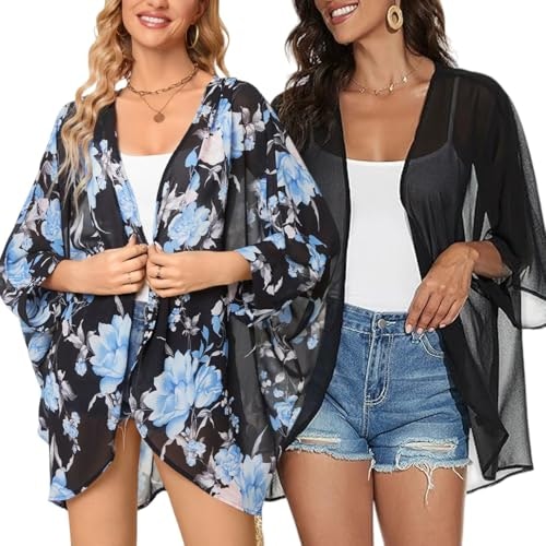 Olrain Floral Print Chiffon Kimono Cardigan 2-Pack: $11.87 Olrain Floral Print Chiffon Kimono Cardigan 2-Pack: $11.87