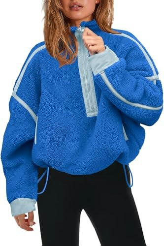 Panadila Women's Half Zip Sherpa Fleece Pullover: $38.24