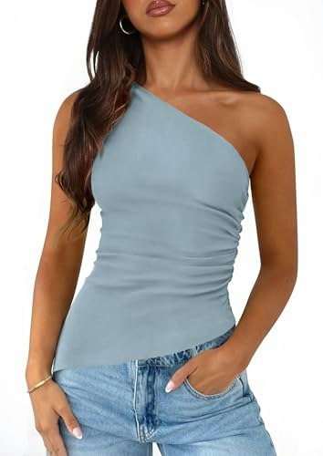 Prettygarden Women's One-Shoulder Summer Top: $13.98 Prettygarden Women's One-Shoulder Summer Top: $13.98