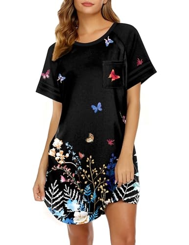 Ekouaer Women's Color Block Short Sleeve Sleep Shirt: $9.97 Ekouaer Women's Color Block Short Sleeve Sleep Shirt: $9.97