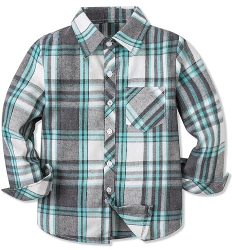 Cromoncent Boys' Long Sleeve Flannel Plaid Shirt: $14.39