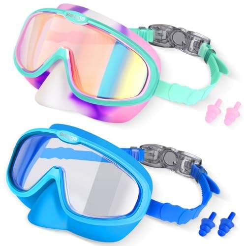 Seago Kids Swim Goggles with Nose Cover: $18.99