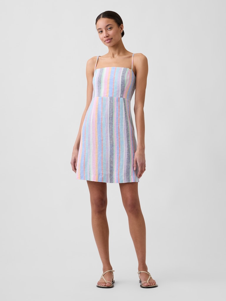 Linen-Blend Squareneck Mini Dress: $44.99 Linen-Blend Squareneck Mini Dress: $44.99