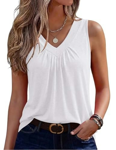 Zeagoo Women's V-Neck Pleated Tank Top: $7.98 Zeagoo Women's V-Neck Pleated Tank Top: $7.98