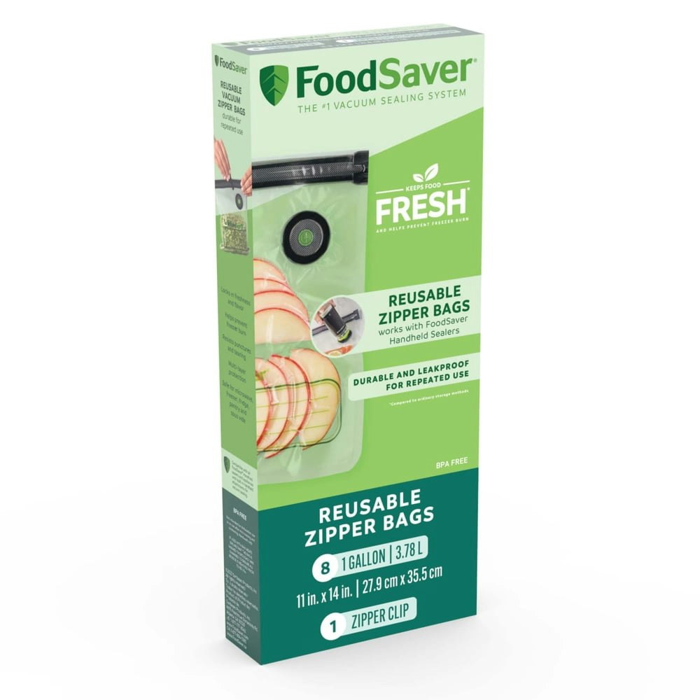 FoodSaver Reusable Gallon Vacuum Zipper Bags 8-Pack: $13.99 FoodSaver Reusable Gallon Vacuum Zipper Bags 8-Pack: $13.99