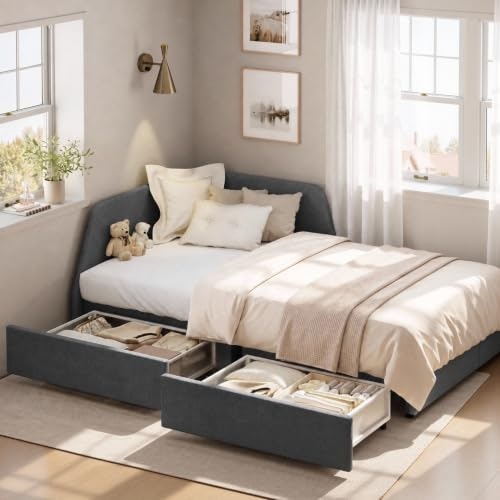 Likimio Twin Corner Daybed with Two Drawers: $179.98 Likimio Twin Corner Daybed with Two Drawers: $179.98