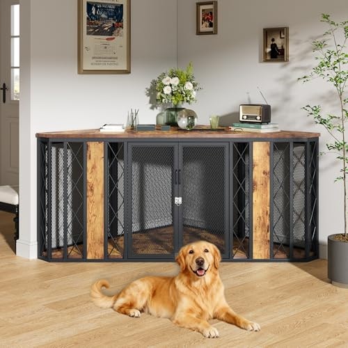 Kepptory 67-inch Corner Wooden Dog Crate Furniture: $183.75