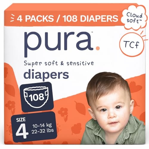 Pura Size 4 Sensitive Skin Baby Diapers 108-Count: $52.99 Pura Size 4 Sensitive Skin Baby Diapers 108-Count: $52.99