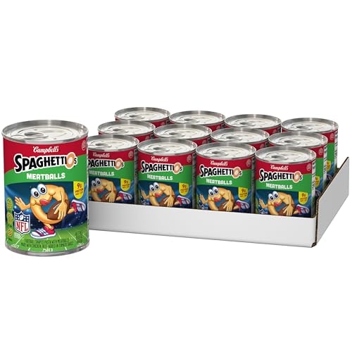 SpaghettiOs Football Shaped Pasta with Meatballs 15.6-oz. Can 12-Pack: $14.76 SpaghettiOs Football Shaped Pasta with Meatballs 15.6-oz. Can 12-Pack: $14.76
