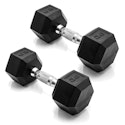 CAP Rubber Coated Hex Dumbbell Weights Pair w/ Chrome Handles for $29 + free shipping w/ Prime