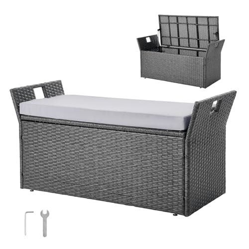 Vevor 40-Gallon Outdoor Rattan Storage Bench: $74.46 Vevor 40-Gallon Outdoor Rattan Storage Bench: $74.46