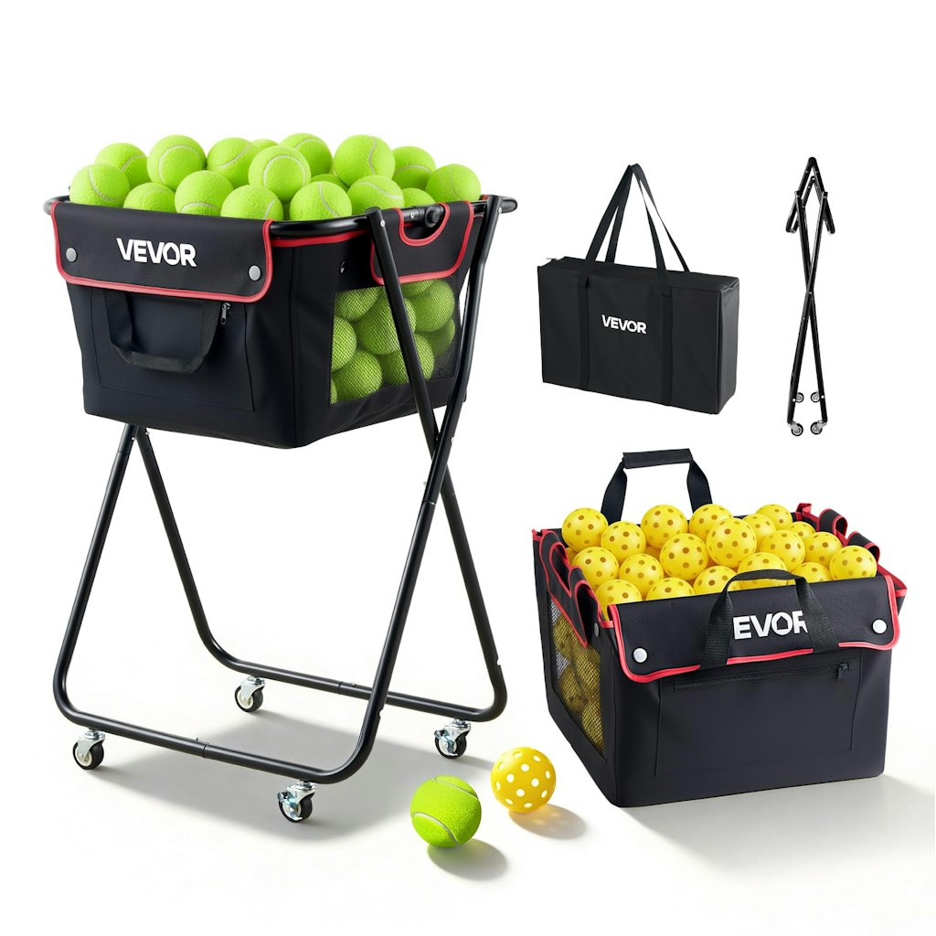 Vevor Tennis & Pickleball Hopper Rolling Ball Basket: $50 Vevor Tennis & Pickleball Hopper Rolling Ball Basket: $50