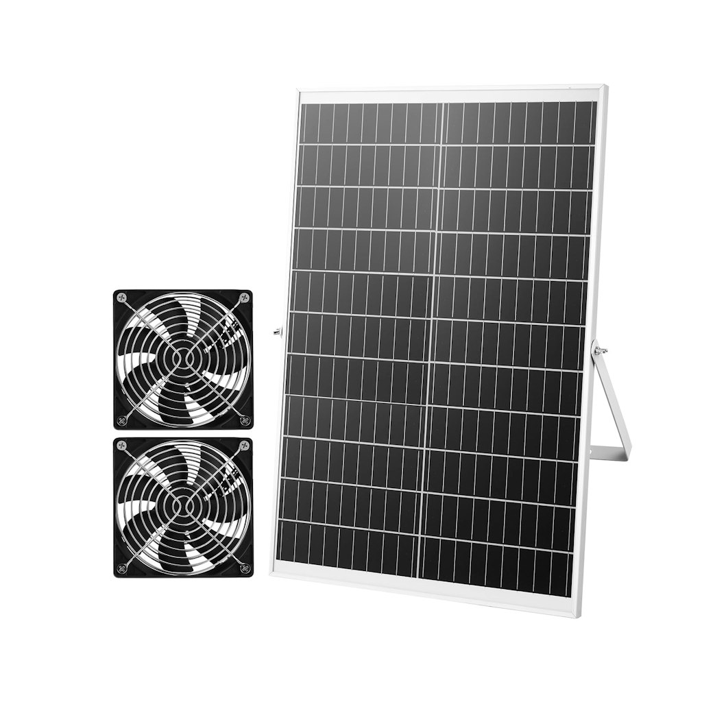 Vevor 30W Solar Powered Dual Fan w/ Adjustable Solar Panel: $25