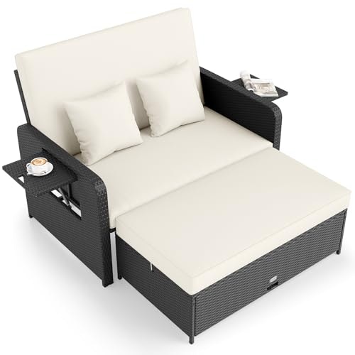 Tangkula Patio Rattan Daybed with Adjustable Backrest and Storage Ottoman: $299.99 Tangkula Patio Rattan Daybed with Adjustable Backrest and Storage Ottoman: $299.99