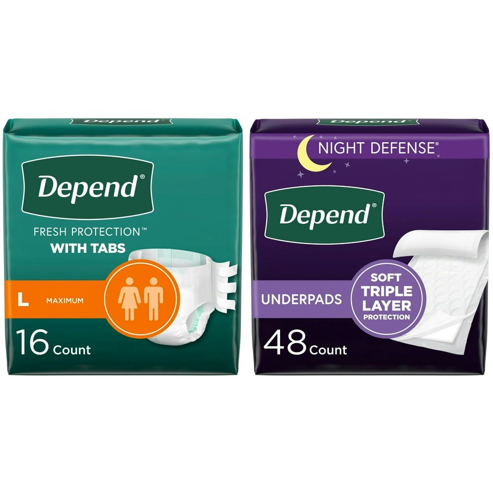 Depend Incontinence Underwear 16-Count and Underpads 48-Count Pack: $77.97