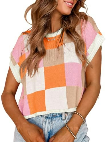 Saodimallsu Women's Cap Sleeve Color Block Knit Crop Top: $18.99 Saodimallsu Women's Cap Sleeve Color Block Knit Crop Top: $18.99
