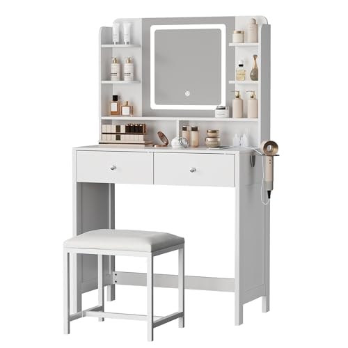 Elurevia Vanity Desk with Lighted Mirror and Stool: $109.99 Elurevia Vanity Desk with Lighted Mirror and Stool: $109.99