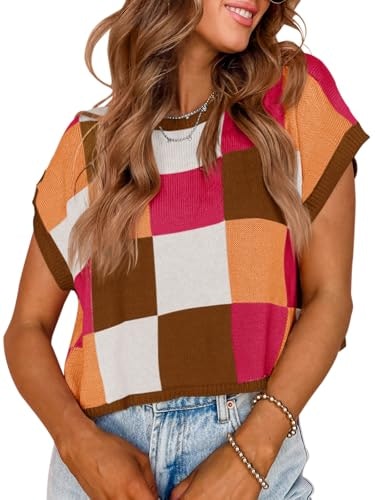 Saodimallsu Women's Cap Sleeve Color Block Knit Crop Top: $18.99 Saodimallsu Women's Cap Sleeve Color Block Knit Crop Top: $18.99