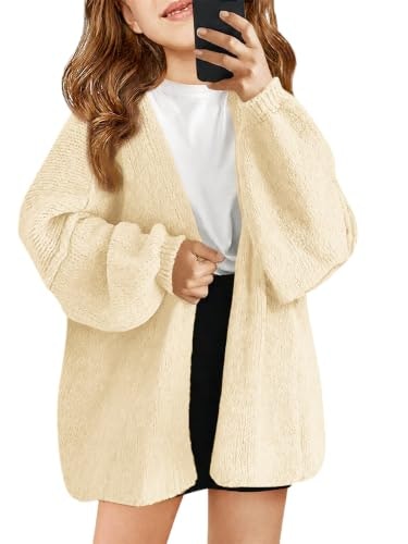 Haloumoning Girls' Oversized Open Front Cardigan Sweater: $16.98 Haloumoning Girls' Oversized Open Front Cardigan Sweater: $16.98
