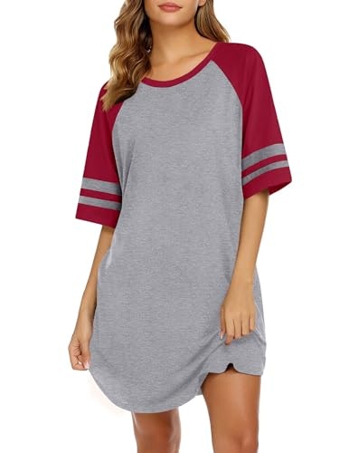 Ekouaer Women's Cotton Color Block Short Sleeve Sleep Shirt: $13.49 Ekouaer Women's Cotton Color Block Short Sleeve Sleep Shirt: $13.49