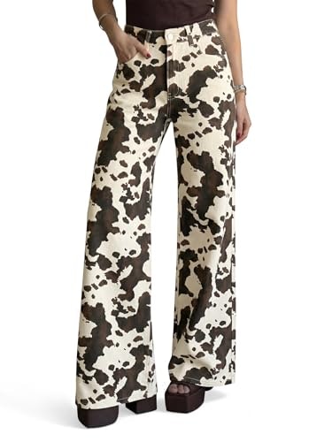 Cicy Bell Women's High-Waisted Wide-Leg Cow Print Jeans: $41.98 Cicy Bell Women's High-Waisted Wide-Leg Cow Print Jeans: $41.98