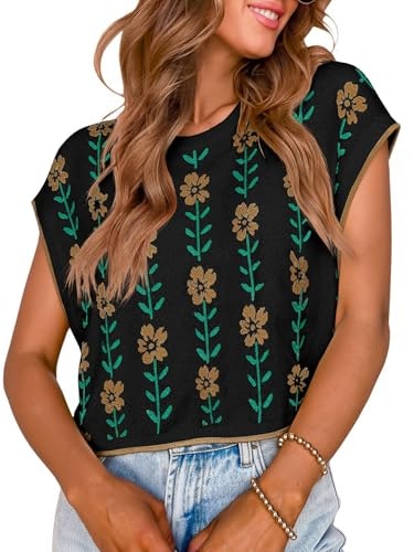 Saodimallsu Women's Cap Sleeve Color Block Knit Crop Top: $16.98 Saodimallsu Women's Cap Sleeve Color Block Knit Crop Top: $16.98
