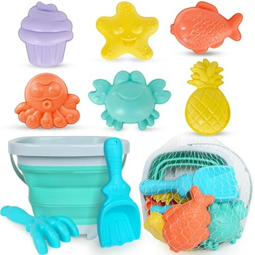 Kids Beach Toy Set with Collapsible Bucket: $11.99 Kids Beach Toy Set with Collapsible Bucket: $11.99