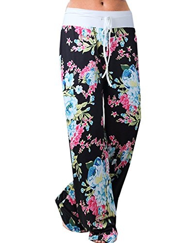 iChunhua Women's Floral Print Palazzo Pajama Pants: $12.74