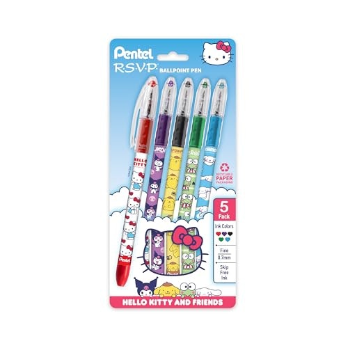 Pentel RSVP Hello Kitty 0.7mm Ballpoint Pen 5-Pack: $6.40 Pentel RSVP Hello Kitty 0.7mm Ballpoint Pen 5-Pack: $6.40