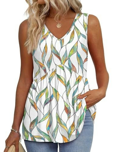 Women's Leaf Print Babydoll Tank Top: $12.74 Women's Leaf Print Babydoll Tank Top: $12.74