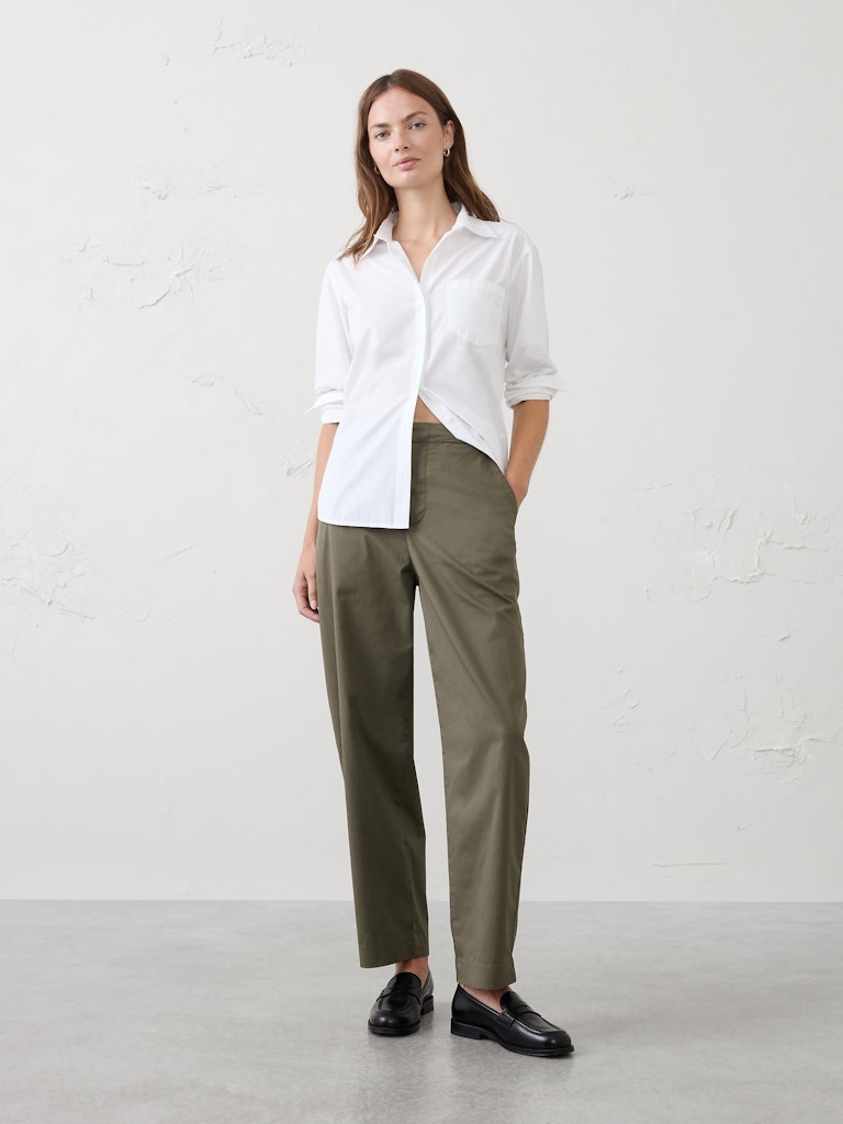 Barrel-Leg High-Rise Twill Utility Pant: $45