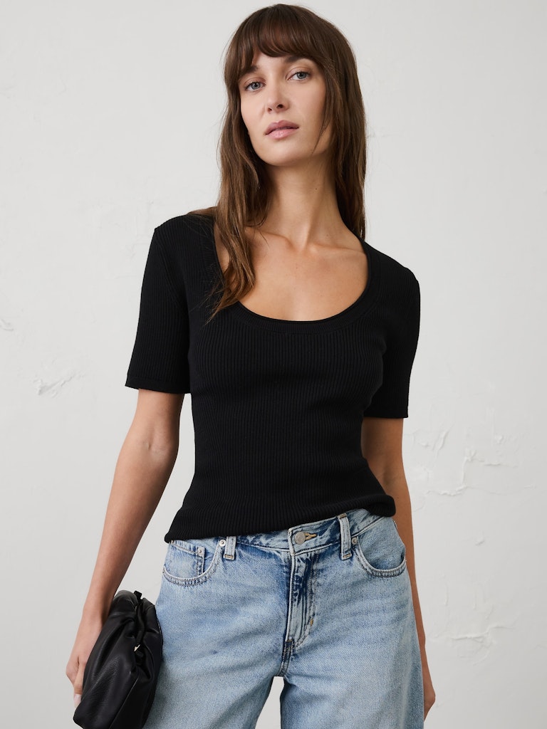 Ribbed Scoop-Neck Sweater: $42.50