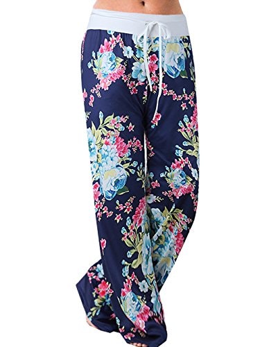 iChunhua Women's Floral Print Wide Leg Lounge Pants: $12.67
