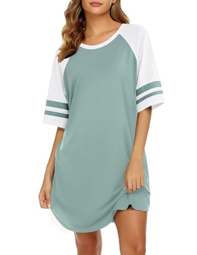 Ekouaer Women's Cotton Color Block Short Sleeve Sleep Shirt: $14.21 Ekouaer Women's Cotton Color Block Short Sleeve Sleep Shirt: $14.21